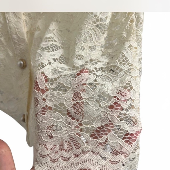 LOFT pearlized Cream Lace jacket size s - Picture 6 of 8